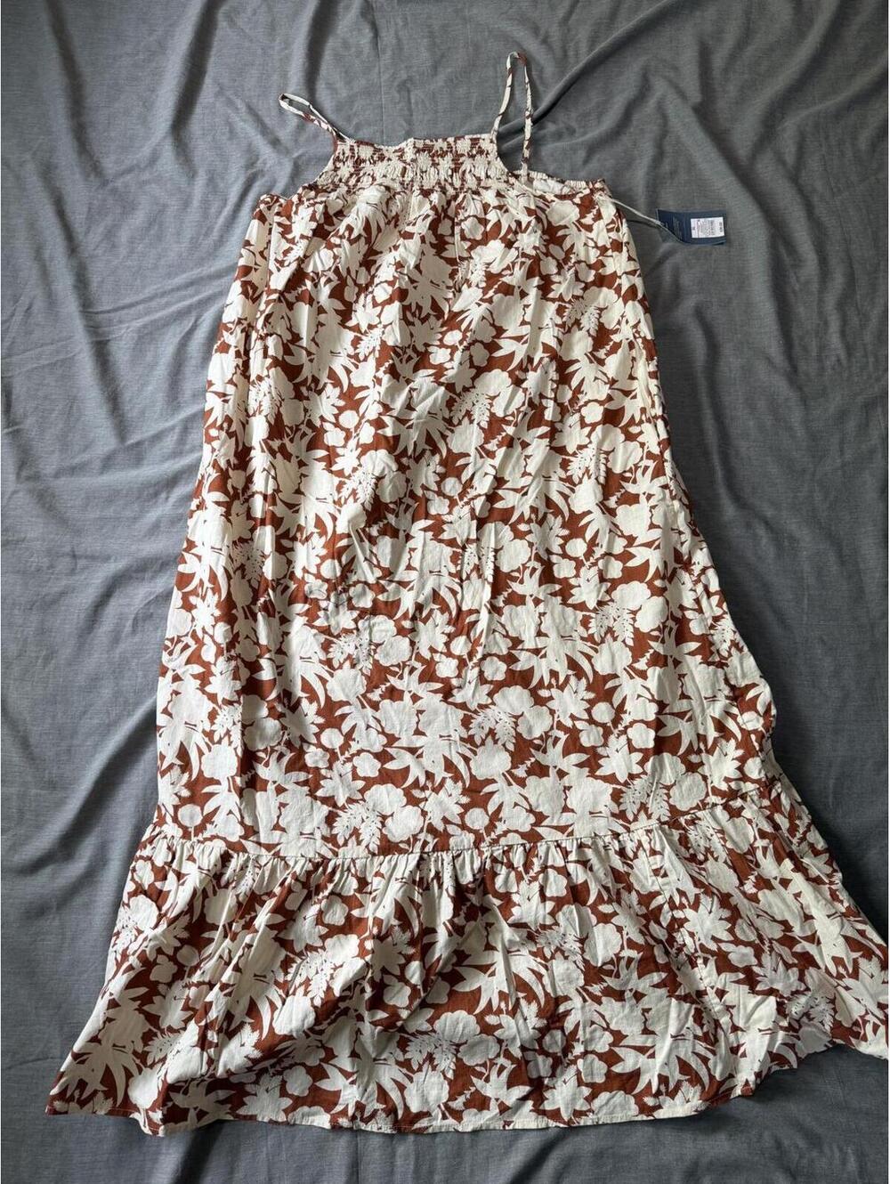 Universal Thread Womens Size XL Brown and Cream Summer Maxi Dress Cotton
